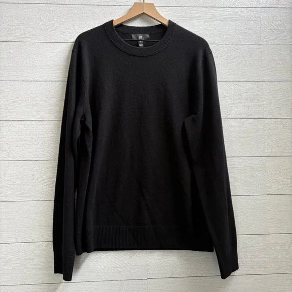 Banana Republic Men's 100% Cashmere Crew Neck Sweater in Black Soft 12 Gauge, LT - Picture 4 of 11
